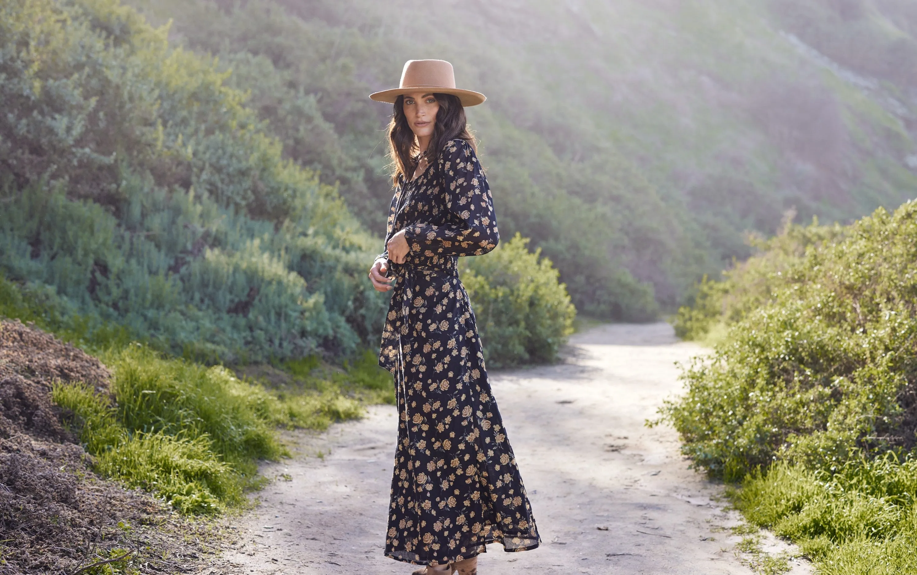 Vanessa Printed Maxi Wrap Skirt Black Rose