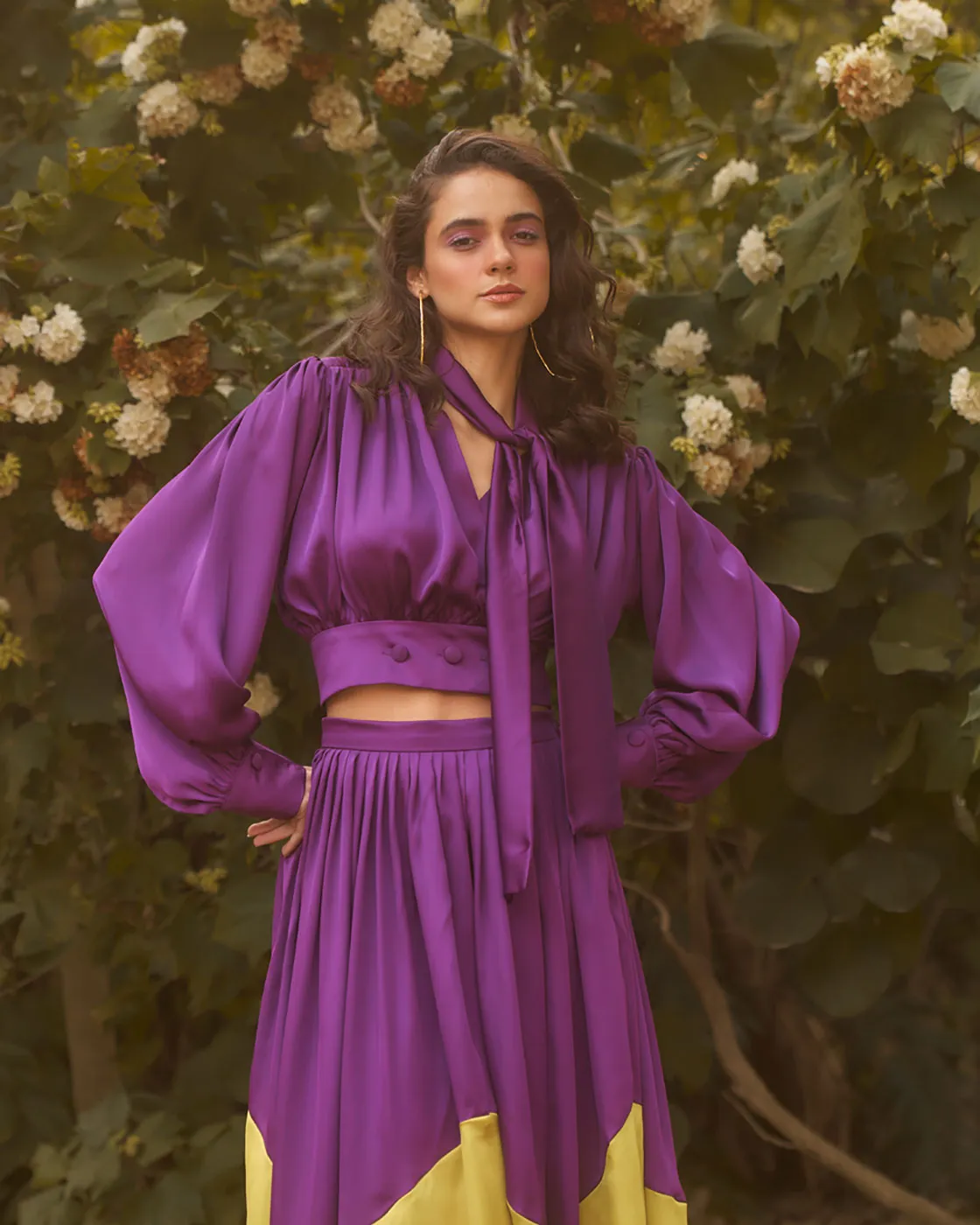 WAXFLOWER SATIN MIDI SKIRT